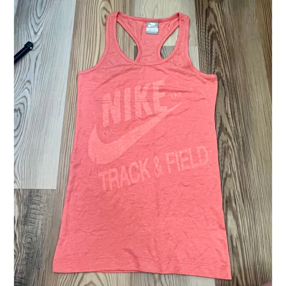 VTG Nike Sportswear Track Racerback Tank Top Coral Pink Heathered Womens S